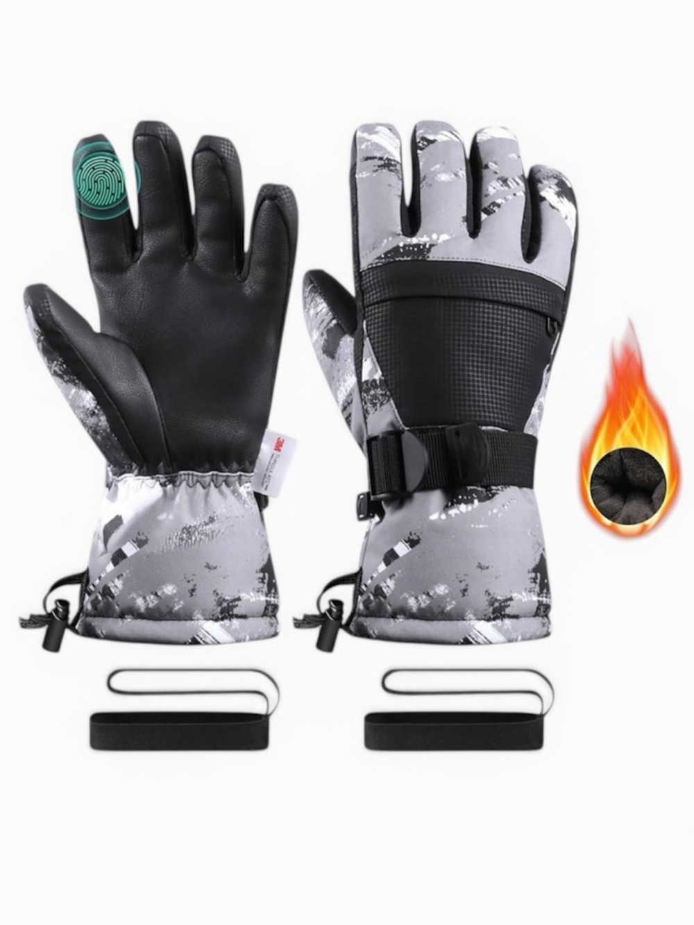 Ski Gloves Medium Black Snow Gloves,Waterproof Cold Weather Winter Gloves  FCT